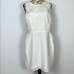 Banana Republic White Cotton Eyelet Dress Size 14